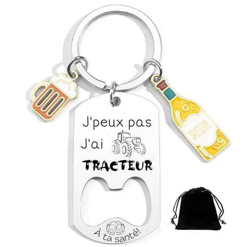 XWXWXW Cadeau Agriculteur utile Porte clef Ouvre-bouteille – Cadeau unique de ferme pour homme et agriculteur – Porte-clés tracteur classique, cadeau de ferme et d'agriculture (Tracteur)
