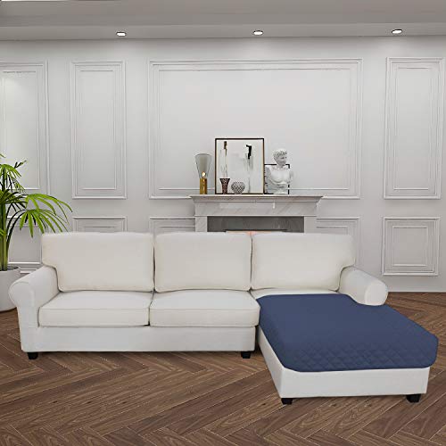 Image of Easy-Going Microfiber Sofa Slipcover L Shape Sectional Couch Cover 42X68 Inches Rectangular Chaise Lounge Cover Reversible Furniture Protector For Pets Kids Children Dog Cat(Darkblue /Darkblue)