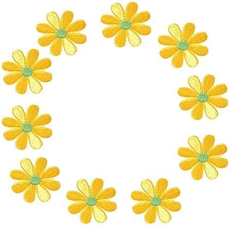 10個刺繍アップリケ花パッチ縫製クラフト装飾黄色 お得セット 10個刺繍アップリケ花パッチ縫製クラフト装飾黄色 お得セット