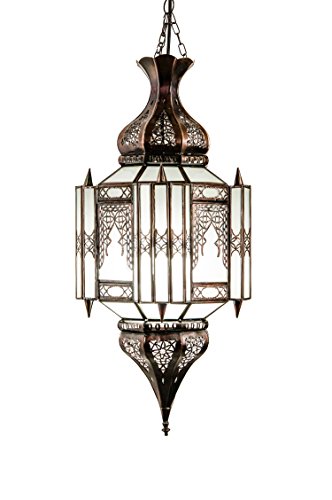 Orientalische Lampe Pendelleuchte Weiß Aariz 60cm E27 Lampenfassung | Marokkanische Design Hängeleuchte Leuchte aus… – Bild 6