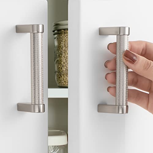 ASKANO 3 Inch Hole Centers, Brushed Nickel Knurled Bar Kitchen Cabinet Pull Handle AP1301 | Pack of 5, Solid Hardware for Drawer, Dresser, Bathroom, Vanity, Furniture Door, Cupboard, Bedroom, 3" by ASKANO - Image 2