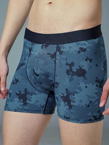 Image of TECHNOSPORT Men's Colorblock Trunks Underwear with ElastoLITE 4 Way Stretch Lightweight Breathable Moisture Wicking Soft Anti Odour Anti Microbial Comfort Fit Boxer Briefs Innerwear for Men