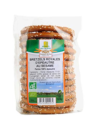 MOULIN DES MOINES Bretzels royales d'épeautre au sésame bio - 30 g