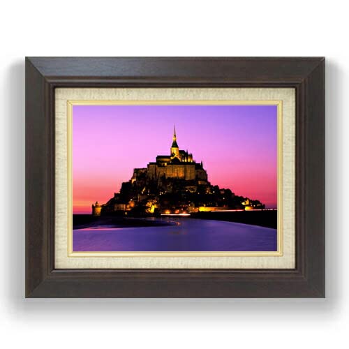 手描き油絵 モンサン・ミッシェル 額付 肉筆絵画 インテリア 油彩画