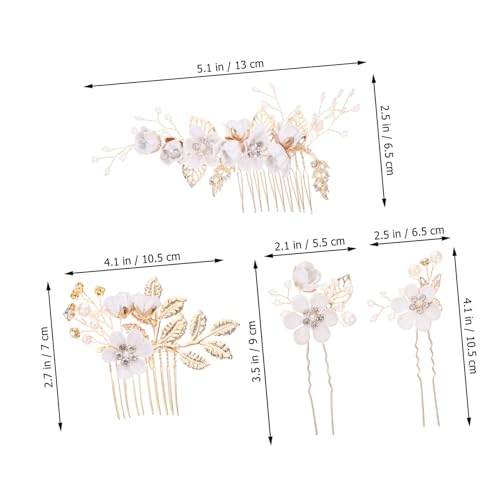 Accessoires cheveux mariée fleur dorée peigne épingles 16 pcs - 5