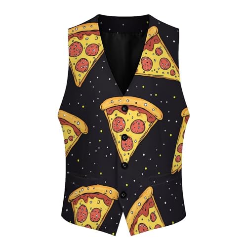 Pizza Food Print Mens Slim Fit Suit Vest Dress Waistcoat Casual Business Vest4