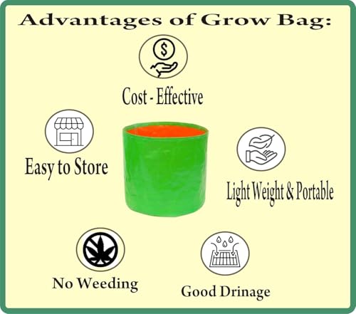 Image of IAgriFarm HDPE UV Treated 24x24 inch, 250 GSM - Pack of 1, Round /Green Color Plant Grow Bag