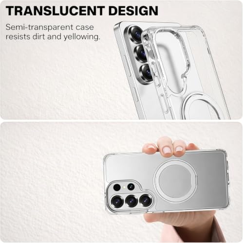 Image of EGOTUDE for Samsung Galaxy S26 Ultra Case | Clear Hard Back Cover with 360 Magnetic Rotate Stand