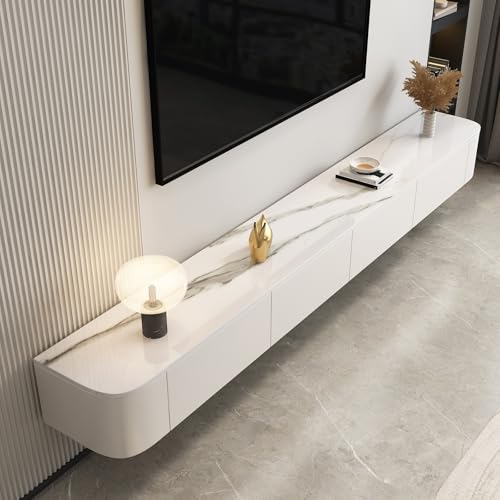 Banc TV flottant en bois massif gain de place salon