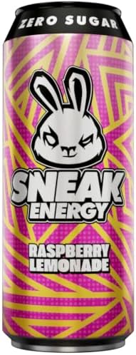 SNEAK Energy Drink Cans | Raspberry Lemonade with Brainberry | No Sugar. No Junk. Just Natural Caffeine & Focus-Boosting Nootropics | 500ml x 12