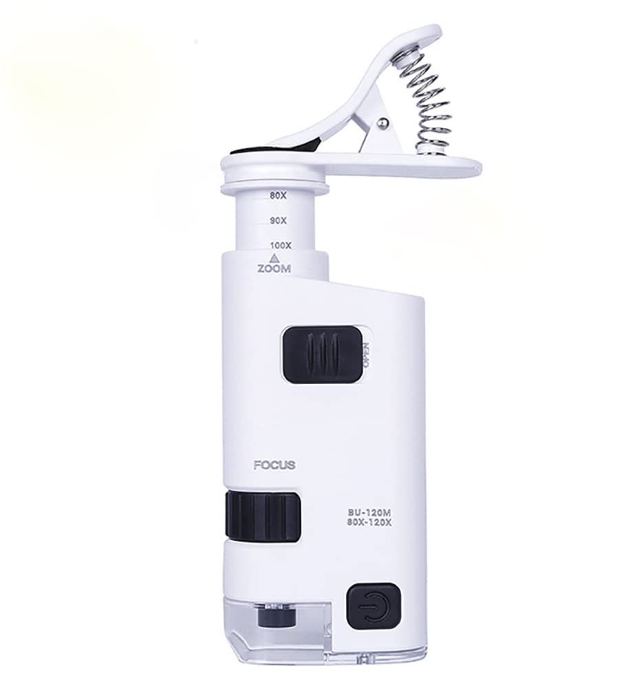 Komkommax 80-120X Clip-on Magnifying Glass Phone Mini Microscope Magnifier LED Light Micro Universal Lens for ?Clamp Portable Mobile Phone Smartphone Camera Magnifier