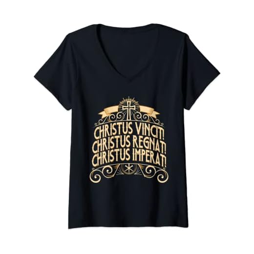 Mujer Christus Vincit Christus Regnat Laudes Misa latina Tradtional Camiseta Cuello V