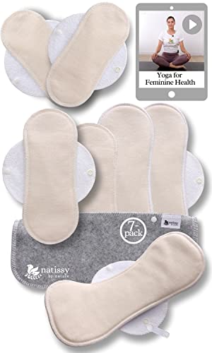 Cloth Pads Menstrual; 7-Pack (Multi S,M,L,Xl) Organic Cotton Reusable Pads Menstrual Made In Eu; Reusable Period Pads Light & Heavy Flow; Reusable Sanitary Pads For Women; Washable Pads Menstrual #TOP8