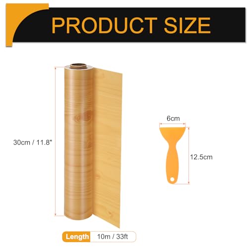 Image of HARFINGTON Wood Grain Repair Tape 11.8 Inch x 33ft Self Adhesive Repair Patch Tape Simulated Wooden Floor Tapes with Plastic Scraper for Tables Doors Windows Furniture, Cherry