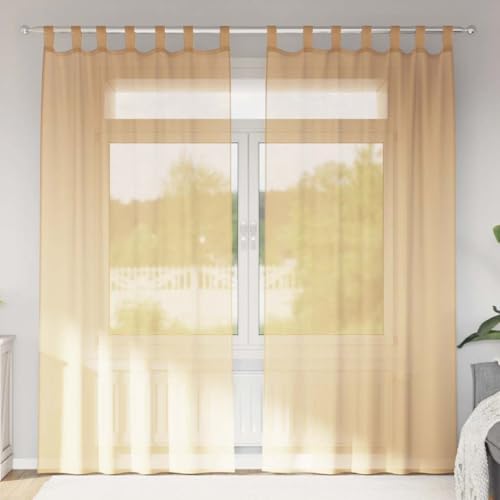 Voile avec passe-tringle couleur sable pour illuminer chaleureusement le salon