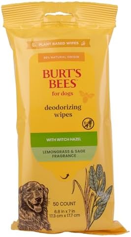 Burt's Bees for Pets Deodorizing Wipes with Witch Hazel, 95% Natu...