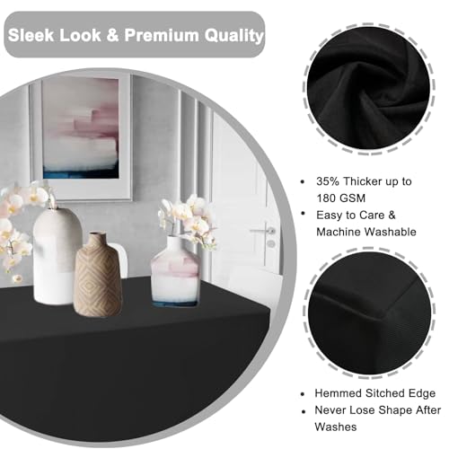 PLOYMONO Black Fitted Tablecloth, 2 Pack Table Clothes for 8 FT Rectangle Table, (96x30 Inch) Polyester Fabric Table Cover for Trade Craft Show, Buffet, Banquet, Wedding - Image 5