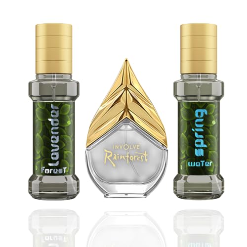 Image of Involve Rainforest Combo - Crystal Rain, Forest Lavender & Spring Water Car Perfume | Pack of 3 | Premium Car Air Freshener | Long-Lasting Fragrance | Luxury Car Perfume | Car Accessories 2026