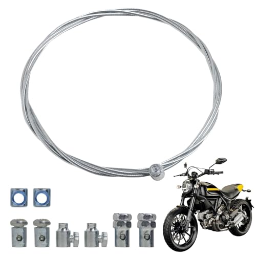 Annlpoy 1.3Metros Cable de Embrague Ø1.5mm Universal acelerador moto freno bicicleta motocicletas reparación de cable de acelerador,con Abrazaderas Ajustables, Compatible con Motos y Motocross - uirty