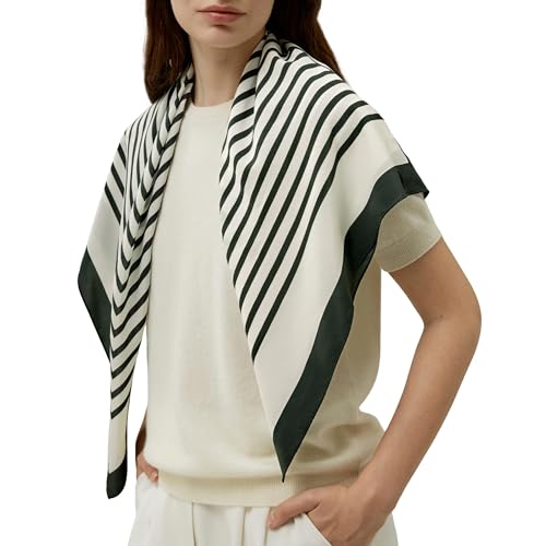 LilySilk 100% Mulberry Silk Scarf Square Mid-Century Pattern Stylish Head Neck Scarves Bag Accessory for Women 90x90cm, Lily White