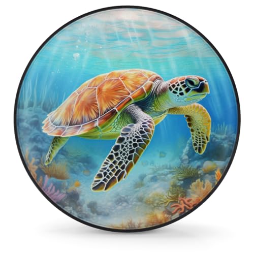 Image of Spare Tire Cover Underwater Sea Turtle Wheel Covers Protectors Waterproof Dust-Proof Universal Fit Trailer, RV, SUV and Many Vehicle 14 Inch