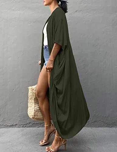 Image of Bsubseach Stylish Tie Dye Open Front Long Kimono Swimsuit Coverup for Women | Loose Fit Boho Style Bathing Suits Cardigans,Summer Causal Resort Wear