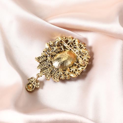 Image of Vintage Teardrop Rhinestone Brooch Crystal Diamond Wedding Brooches and Pins Flower Badge Boutonniere Corsage for Women