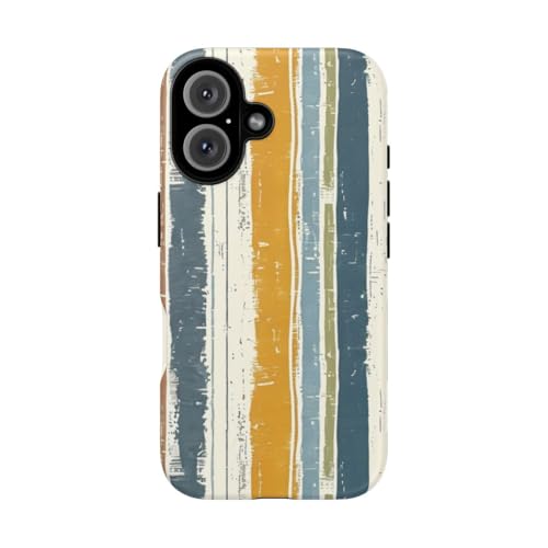 Coque rigide mate iPhone 16 motif lin rayé rustique anti-rayure