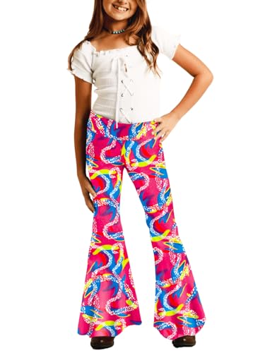 Image of Deerose Girls Halloween Hippie Bell Bottom Pants High Waist Flare Pants 5-14 Years