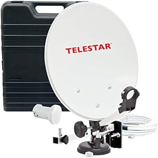 Telestar Camping-Sat-Anlage (Hartschalenkoffer, 13,7 Zoll (35 cm) Spiegel , Single-LNB (0,1dB), Kompass, Kabel 10m, diverse Halter)