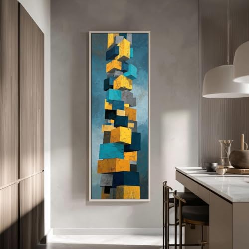 Toile géométrique empilée pour structurer un mur haut sans cadre - 3
