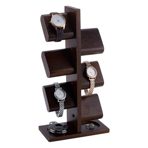 PH PandaHall Wooden Watch Stand Holder Watches Display Tower Watch Display Racks Multiple Watches Organizer Tabletop Jewellery Holder for Men Women Gifts Fathers Day Bracelets Necklaces Rings
