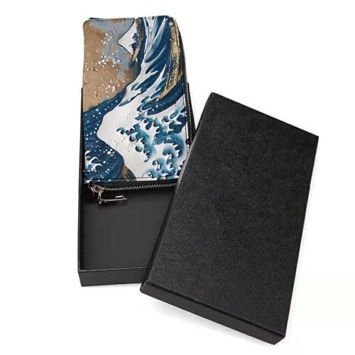 The Great Wave of Kanagawa Art Long Wallet PU Leather Credit Card Holder Purse Coin Pocket with Hand Strap3