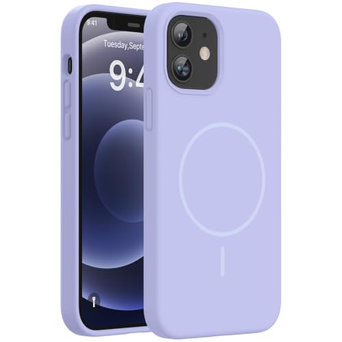 Image of miracase Magnetic for iPhone 12 Case /iPhone 12 Pro Case, [Soft Anti-Scratch Microfiber Lining], Compatible with MagSafe, Liquid Silicone Shockproof Drop Protection Phone Case for 12 /12 Pro,Violet