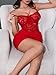 Kolagri Womens Sexy Lingerie Lace Sheer Mesh Bodycon Mini Dress Underwire Ruched Nightgown Set with Thong Red