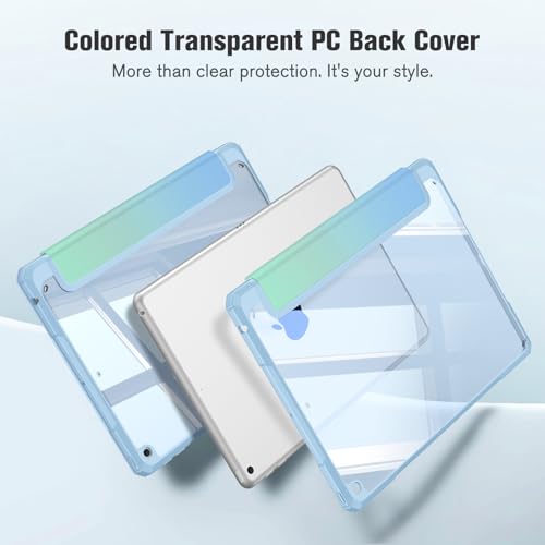 Image of Fintie Hybrid Slim Case for iPad 9th / 8th / 7th Generation (2021 /2020 / 2019) 10.2 Inch - [Built-in Pencil Holder] Shockproof Cover with Clear Transparent Back Shell, Seaside Ombre