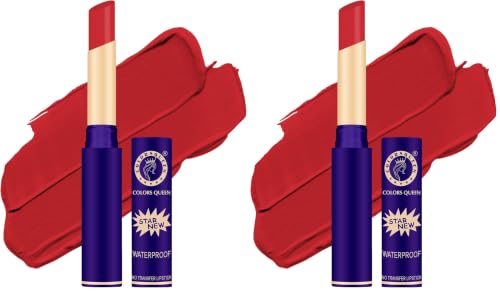Image of Colors Queen Queen Lips Matte Lipstick | Long Lasting Lipstick Waterproof Highly Pigmented with Smooth Application | Smudge Proof Lipstick for Women (28 - Karina Red) (Pack of 2)
