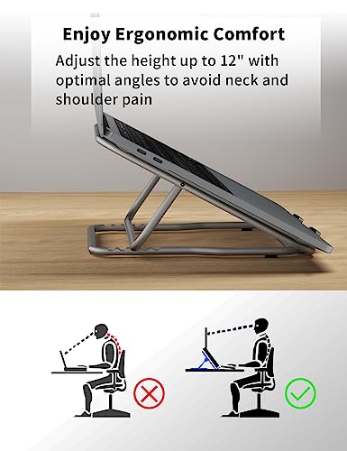 Mchose Laptop Stand, 360 Swivel Aluminum Computer Stand Ergonomic Laptop Riser Notebook Holder Compatible With 17.3Inch Macbook Air Pro, Dell Xps, Hp, Lenovo More Laptops,Grey #TOP2