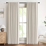DEFYNEE 100% Blackout Curtains for Bedroom, 50x84 Inch Drop, Back Tab/Rod Pocket, Thermal Insulated Curtains with Coating Back Layers, for Room Darkening Privacy Protection, 2 Panels, Cream