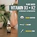 Organic Plant D3 K2 vitamin 10000 iu - All-Trans MK7 from MenaQ7 (120 mcg K2) - 100% Organic & Plant-Based Sublingual D3 Drops 10,000 iu (Cholecalciferol), 100% Vegan - Supports Immunity, Bone, Brain