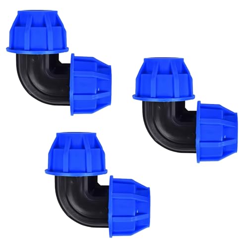 Batheidon Codo de Compresión para Tubería de Polietileno de 25mmx25mm para tuberías PE80/PE100,Conectores de Aqua para Tuberías,a 90° PN16 resistente a presión, UV y clima –3 piezas