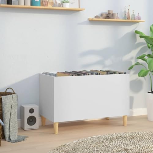 Étagère pour disques vinyles compacte blanche meuble bas salon