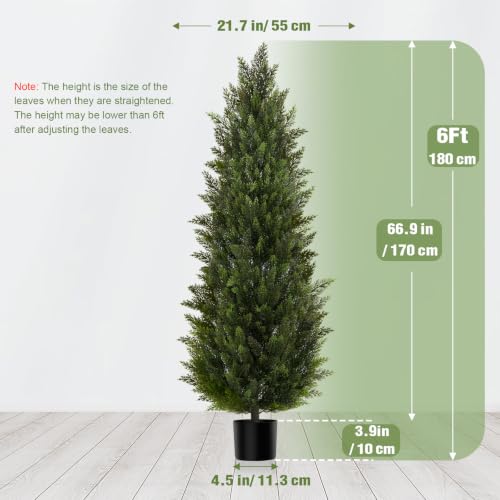 Image of Vitalismo 6FT Artificial Cedar Trees Set of 2 for Outdoor Front Porch