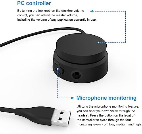 Auhsuxo Audio Multimedia Volume Controller, USB Volume Knob Computer Sound Adjuster Compatible with Bose 700 QuietComfort 45 QC35 II, 8.2FT/2.5m Black