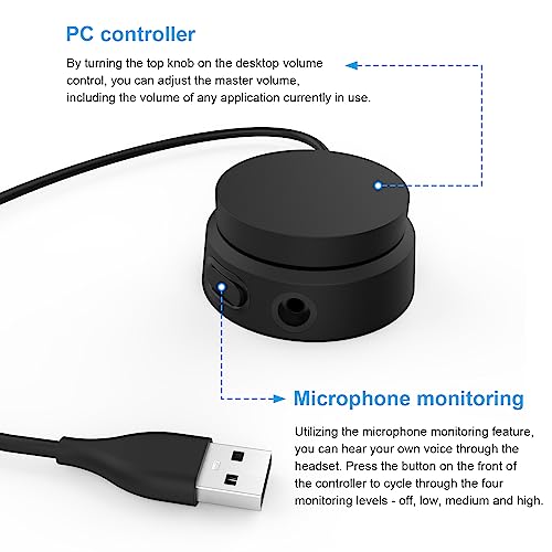 Auhsuxo Audio Multimedia Volume Controller, USB Volume Knob Computer Sound Adjuster Compatible with Bose 700 QuietComfort 45 QC35 II, 8.2FT/2.5m Black