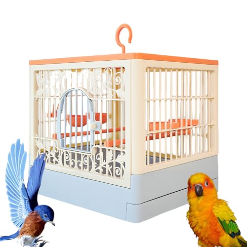 Käfig für Vögel mit Ständer, Transportbox mit Stange, Käfig Agapornis mit abnehmbarem Tablett, für...