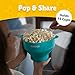 The Original Hotpop Microwave Popcorn Bowl Popper, Silicone Popcorn Maker, Collapsible Bowl and Dishwasher Safe- 20 Colors Available (Cyan)
