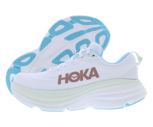 Hoka Women's Bondi 8 Sneaker, Frost/Rose Gold, 9