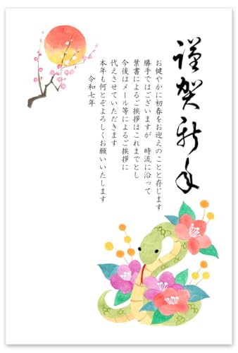 年賀状じまい2025 （新年お知らせ) 私製10枚入り 富士 巳 年賀状じまい2025 （新年お知らせ) 私製10枚入り 富士 巳 年賀状じまい