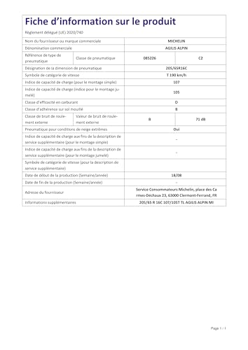 MICHELIN Agilis Alpin - 205/65R16 - Winterreifen, Schwarz, 205/65R16C 107/105T - M+S/3PMSF